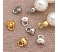 Shein 10/15/30 piezas Capuchón de cuentas de latón chapado en oro de 18K, capuchón final de concha, cuenta de engaste, conector de cadena de bolas, accesori