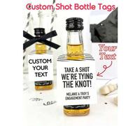 Shein 10-150 piezas Etiquetas personalizadas para botellas de licor, Toma un trago nos casamos Etiquetas para mini botellas, Texto personalizable, Múltiples