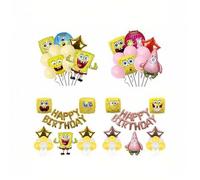 Shein 10/17 piezas Globos multicolor con temática de Bob Esponja y Patricio Estrella, adecuados para decoración de cumpleaños, decoración de fiestas como Na