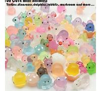 Shein 10/20/30/50 piezas - Miniaturas de figuras de animales de resina, pueden ocultar patitos, dinosaurios y otros micro animales con efecto fosforescente,
