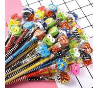 Shein 10/20/40/80 lápices HB de dibujos animados con puntas de goma, adecuados para niños lindos y estudiantes de primaria, suministros de aprendizaje para