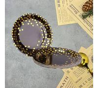 Shein 10/20/40 piezas Platos de papel blancos y dorados, platos desechables de postre de 7 pulgadas con lunares de lámina metálica para fiestas de cumpleaño