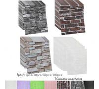 Shein 10/20/50/100 piezas Papel tapiz autoadhesivo de ladrillos 3D para decorar el aula, paneles murales de piedra falsa de espuma autoadhesiva, suministros