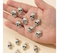 Shein 10/20 piezas Accesorio decorativo con forma de calavera con estilo punk brillante para cadena, pulsera, llavero, manualidades de joyería