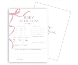 Shein 10/20 Piezas Consejos en forma de lazo para nuevos padres, Baby Shower, Papel grueso de doble cara, Deseos para el bebé, Tarjetas de predicción y cons