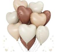 Shein 10/20 piezas de globos con forma de corazón de color marrón y beige aleatorio, globos de helio de 18" en tonos nude y neutros, adecuados para cumpleañ