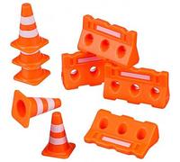Shein 10/20 piezas Mini conos de tráfico de plástico, letreros de valla en miniatura para barricadas, Set de barricadas de construcción de caminos, mini let