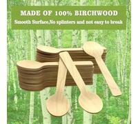 Shein 10-200 piezas Cubiertos de madera desechables mini de 3.9 pulgadas para cocina, cuchara de madera de cabeza redonda, cuchara desechable, se puede usar