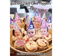 Shein 10/25/50/100/150 piezas Decoraciones personalizadas para tartas - Palillos para cupcakes con fotos personalizadas, decoraciones para cupcakes con dife