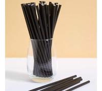 Shein 10/25/50/100 piezas Pajitas de papel negro, pajitas de papel desechables, palitos de piruleta, adecuados para cócteles, cumpleaños, barbacoas, eventos