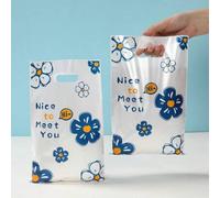 Shein 10/25/50 piezas Bolsas de regalo con diseño de flores azules y blancas que se sostienen con la mano, bolsas de regalo con diseño "Es un placer conocer