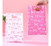 Shein 10/25/50 piezas Bolsas de regalo con lazos rosa y blanco surtidos, Bolsas de caramelos con diseño de lazos rosa y blanco surtidos, Adecuado para fiest