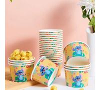 Shein 10/25 piezas Tazones de papel con diseño de hoja y Stitch de Disney, cajas para papas fritas, cajas para palomitas, decoraciones de fiesta de cumpleañ