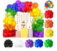 Shein 10/30/50/100/135 piezas Juego de arco y guirnalda de globos de látex de colores pastel del arcoíris de 5/10/12/18 pulgadas, en rojo, naranja, amarillo