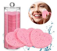 Shein 10/30/50/100 piezas Esponjas faciales en forma de corazón 100% naturales de celulosa comprimida para esteticistas, spa cosmético, limpieza, exfoliació