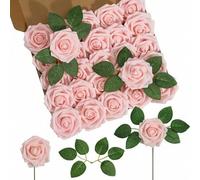 Shein 10/30/50 piezas de flores artificiales que parecen reales de rosas de espuma de marfil falsas con tallos para arreglos florales de boda DIY, centros d