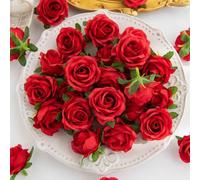 Shein 10/30 piezas de cabezas de flores de rosa artificiales, adecuadas para el Día de San Valentín, decoración de Año Nuevo, caja de dulces DIY, ramo de no