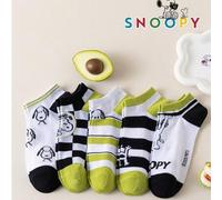 Shein 10/5/1 par de calcetines cortos para mujer de la colaboración Snoopy, con estampado de expresión de perro Charlie Brown & letras, patrón de rayas a cu