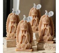 Shein 10/5/1 pieza, Dos estilos de Virgen María linda, base de corazón/rosa | Vela perfumada de niña en oración, fondo de fotografía, decoración del hogar p