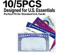 Shein 10/5 piezas Fundas protectoras impermeables de PVC para tarjetas de Medicare y Seguridad Social - Fundas de vinilo transparente de 12 mil para tarjeta