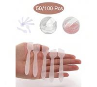 Shein 10/50/100 piezas Espátulas cosméticas mini, paletas para crema facial, máscara, herramientas de maquillaje DIY, kits de belleza, espátulas para mezcla