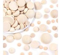 Shein 10-50 piezas de cuentas de madera planas sin perforar de color natural, adecuadas para hacer joyas DIY
