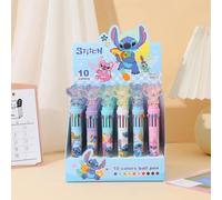 Shein 10 bolígrafos de punta de gel suave con diseño de Stitch de Disney en 10 colores, bolígrafos de colores de dibujos animados, bolígrafos retráctiles, ú