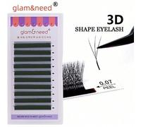 Shein 10 filas Glam&Need Flor automática con forma de volumen Bloom 3D Abanicos premontados Naturales Suaves Luz Individual Pestañas Falsas Densas Complet