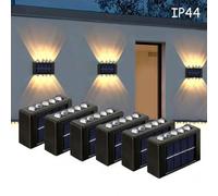 Shein 10 luces solares LED para valla, luces para porche y patio, aplique de luz de espejo convexo de doble iluminación para jardín, patio, terraza