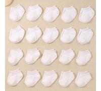 Shein 10 pares de calcetines blancos de aprendizaje para bebé con pegamento antideslizante de puntos en estilos aleatorios, calcetines de piso para niños pe