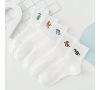 Shein 10 pares de calcetines de media caña con bordados divertidos de dinosaurios Tyrannosaurus Rex y patrones de dragones, ideales para el uso diario y el