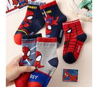 Shein 10 pares de calcetines de superhéroes de Marvel Spider-Man para niños, calcetines hasta el tobillo para niños, calcetines de dibujos animados coreanos