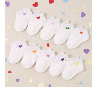 Shein 10 pares de calcetines de tobillo en una combinación de corazón rojo y blanco. Estos son cómodos calcetines de tobillo adecuados para que los bebés lo