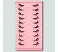Shein 10 pares de pestañas cruzadas naturales con efecto ojo de gato y puntas extendidas, esenciales para el maquillaje diario y de citas,pestañas pestans e