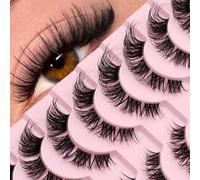 Shein 10 pares de pestañas postizas de estilo de ojo de gato de mink falso, con banda invisible de estilo hada, esponjosas y ligeras, alargadoras y naturale