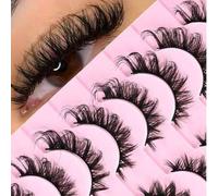 Shein 10 pares de pestañas postizas desordenadas que curvan y alargan naturalmente el extremo del ojo, naturalmente ligeras y suaves pestañas negras