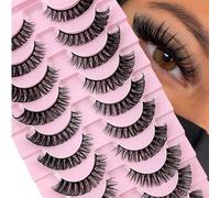 Shein 10 pares de pestañas postizas rusas rizadas populares, párpados gruesos, ojos grandes, cabello rizado tridimensional multicapa, adecuadas para europeo