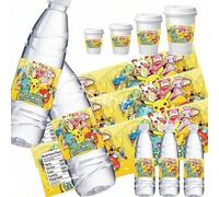 Shein 10 pegatinas de taza de Pikachu Pokémon, pegatinas transparentes de vidrio, adecuadas para botellas de agua, latas de vidrio 3D resistentes al agua y
