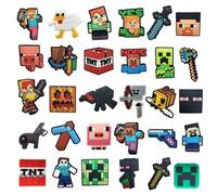 Shein 10 piezas/20 piezas/30 piezas Encanto de zapato con tema de juego de batalla de píxeles de Minecraft, flores de zapato, botones de zapato, flores de z