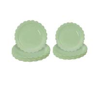 Shein 10 piezas/20 piezas/40 piezas/Set, Platos de papel verde salvia con borde ondulado de 9 pulgadas y 7 pulgadas, Platos verdes con borde ondulado para b