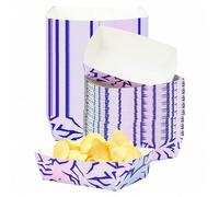 Shein 10 piezas/20 piezas/50 piezas Bandejas de papel para aperitivos de estilo K-pop en colores morado, rosa y azul - Barcos de papel para servir, platos,