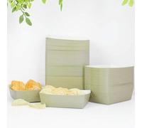 Shein 10 piezas/20 piezas/50 piezas Cajas de papel verdes salvia para papas fritas, palomitas de maíz, aperitivos, nachos, adecuado para cajas de almuerzo,