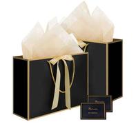 Shein 10 piezas/20 piezas Bolsas de regalo negras con asas, tamaño mediano de 11 pulgadas, adecuadas para fiestas de cumpleaños, regalos para la novia, reve