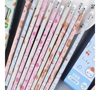 Shein 10 piezas/20 piezas Lápices de dibujos animados lindos, (10 piezas por caja) colores y estilos aleatorios, papelería estudiantil creativa de alta cali