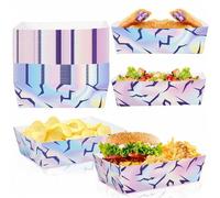 Shein 10 piezas/30 piezas/50 piezas Bandejas de comida holográficas neón de K-Pop - Color plateado, morado y rosa morado; Bandejas con patrón agrietado "Dem