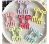 Shein 10 piezas/30 piezas/50 piezas Juego de tenedores de frutas con diseño de gato Kt de dibujos animados, tenedores de frutas creativos con diseños de ani