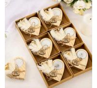 Shein 10 piezas/4 piezas/1 pieza Vela perfumada para decoración del hogar, Portavelas de madera, Portavelas de boda para novia, Portavelas de corazón de mad