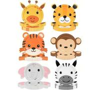 Shein 10 piezas/60 piezas Platos de papel con formas de animales de la selva - Adorables platos de cena con temas de zoológico con patrones de jirafa, tigre