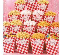Shein 10 piezas Cajas desechables para palomitas de maíz a cuadros rojos y blancos, cajas de alimentos con patrón "She's Ready To Pop", cajas para aperitivo