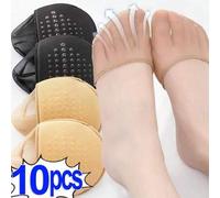 Shein 10 piezas Calcetines antideslizantes para mujer con cojín en la parte delantera del pie, calcetines invisibles suaves, forros para tacones altos trans